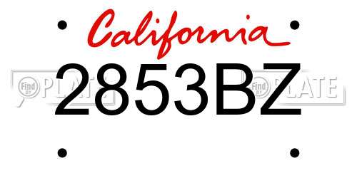 2853BZ California License Plate