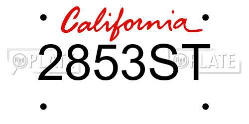 2853ST California License Plate
