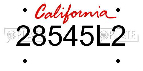 28545L2 California License Plate