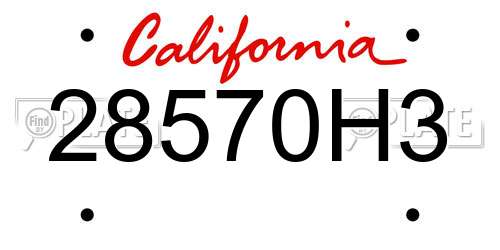 28570H3 California License Plate