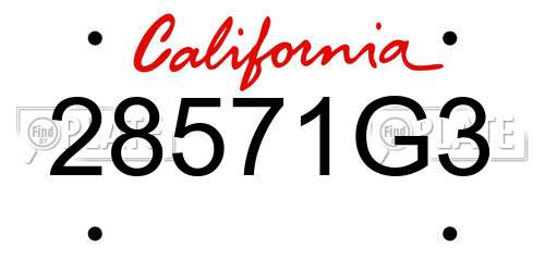 28571G3 California License Plate