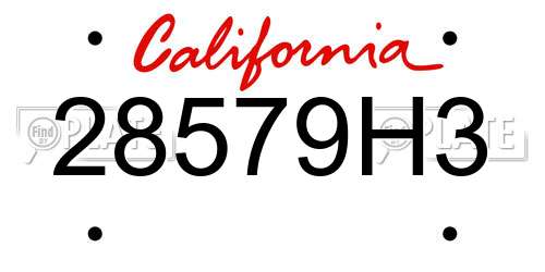 28579H3 California License Plate
