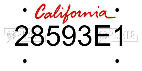 28593E1 California License Plate