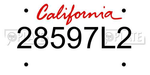 28597L2 California License Plate