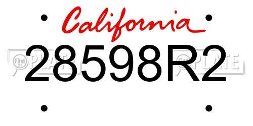 28598R2 California License Plate