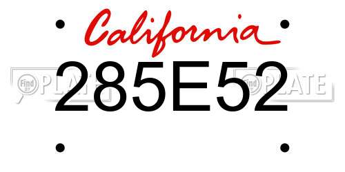 285E52 California License Plate