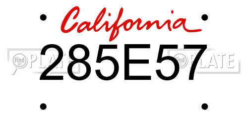 285E57 California License Plate