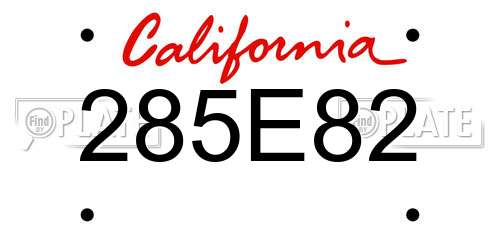 285E82 California License Plate