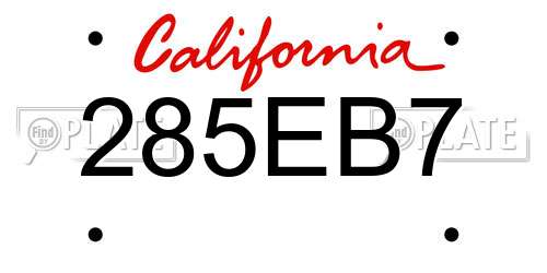 285EB7 California License Plate