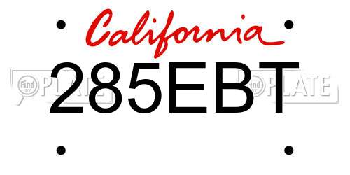 285EBT California License Plate