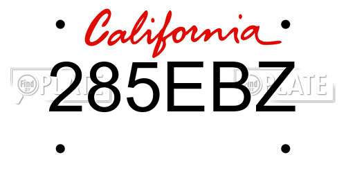 285EBZ California License Plate