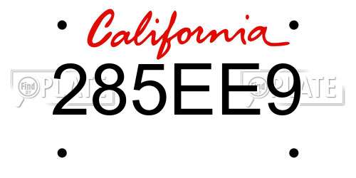 285EE9 California License Plate