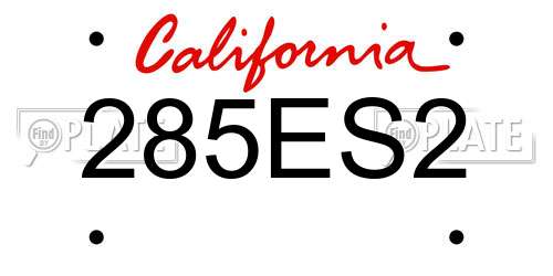 285ES2 California License Plate