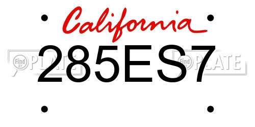 285ES7 California License Plate