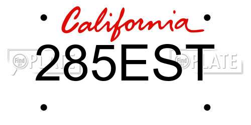 285EST California License Plate