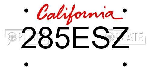 285ESZ California License Plate