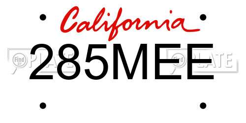 285MEE California License Plate