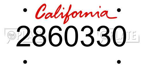 2860330 California License Plate