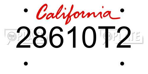 28610T2 California License Plate