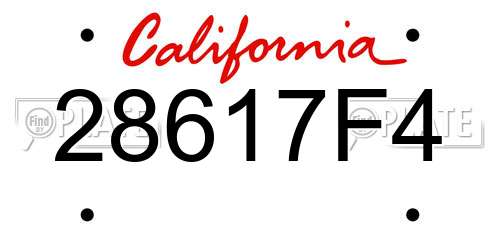 28617F4 California License Plate