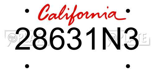 28631N3 California License Plate