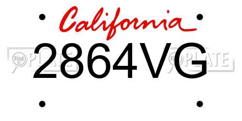 2864VG California License Plate