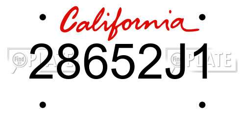 28652J1 California License Plate