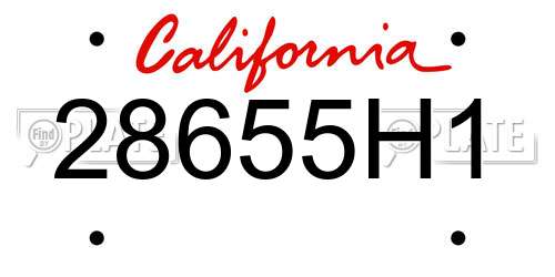 28655H1 California License Plate