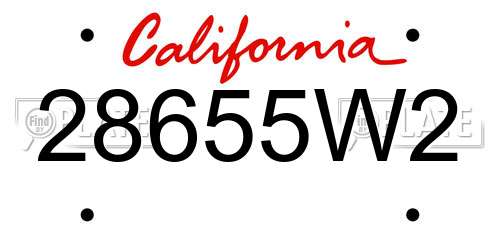 28655W2 California License Plate