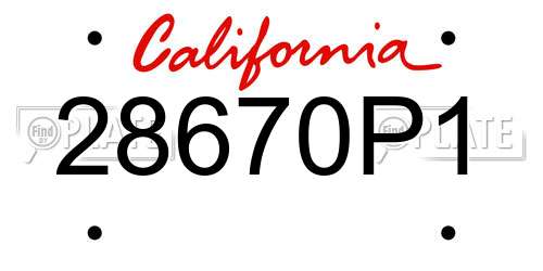 28670P1 California License Plate