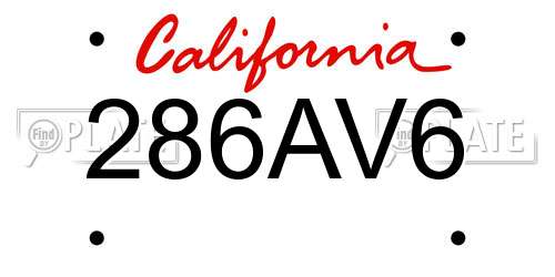 286AV6 California License Plate