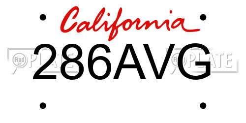 286AVG California License Plate
