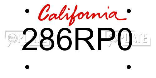 286RP0 California License Plate