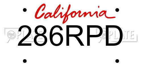 286RPD California License Plate