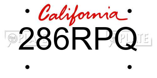 286RPQ California License Plate