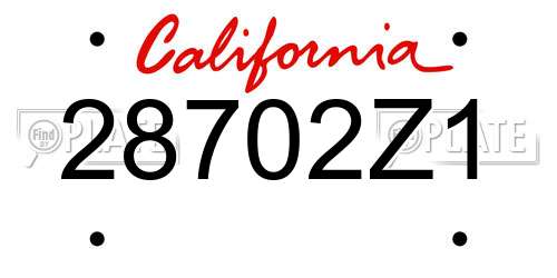 28702Z1 California License Plate