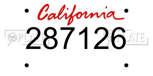 287126 California License Plate