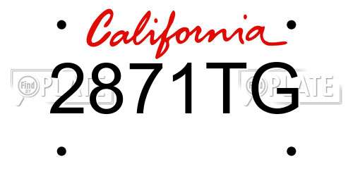 2871TG California License Plate