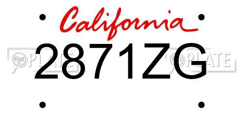 2871ZG California License Plate