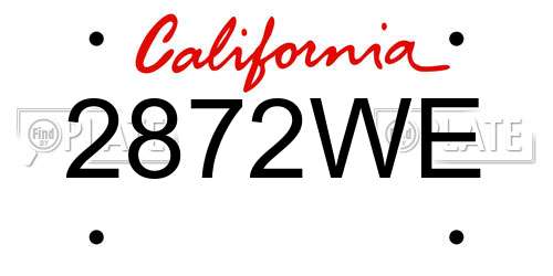 2872WE California License Plate