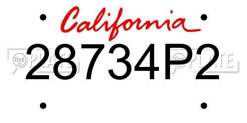 28734P2 California License Plate