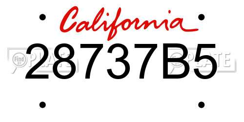 28737B5 California License Plate