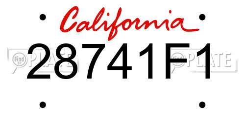28741F1 California License Plate