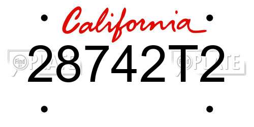 28742T2 California License Plate