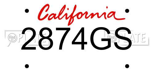 2874GS California License Plate