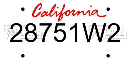 28751W2 California License Plate