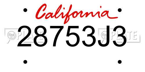 28753J3 California License Plate