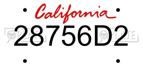 28756D2 California License Plate