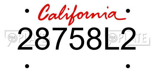28758L2 California License Plate