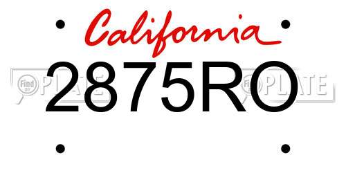 2875RO California License Plate